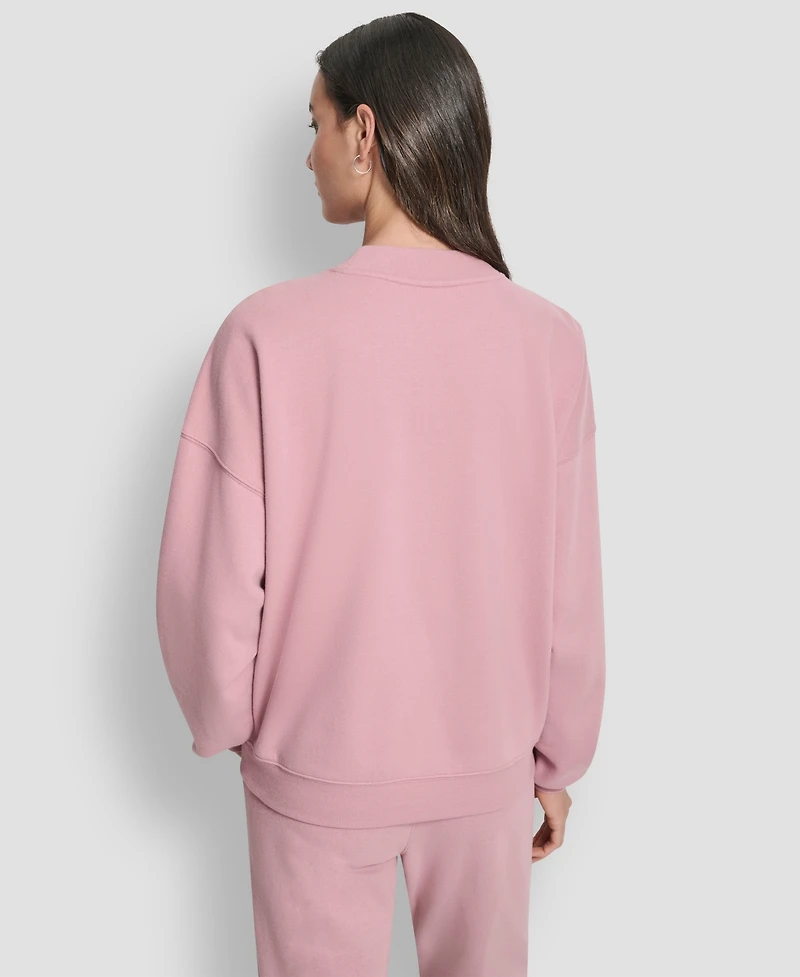 Dkny Women's Allover Stack Rhinestone V-Neck Sweatshirt