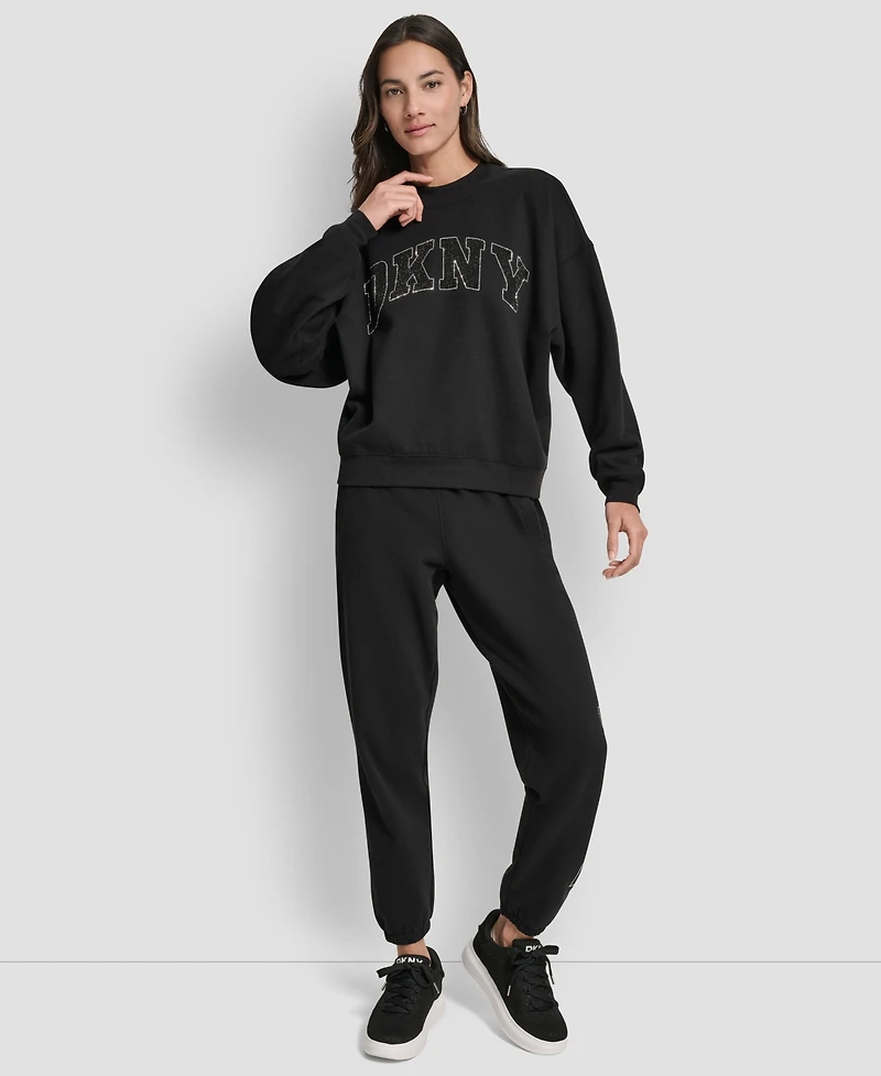 Dkny Women's Exploded Rhinestone Varsity Logo Sweatshirt