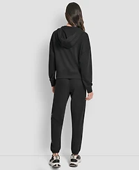Dkny Women's Exploded Rhinestone Varsity Logo Full-Zip Hoodie