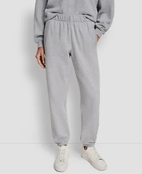 Dkny Women's Exploded Rhinestone Varsity Logo High Rise Relaxed Jogger