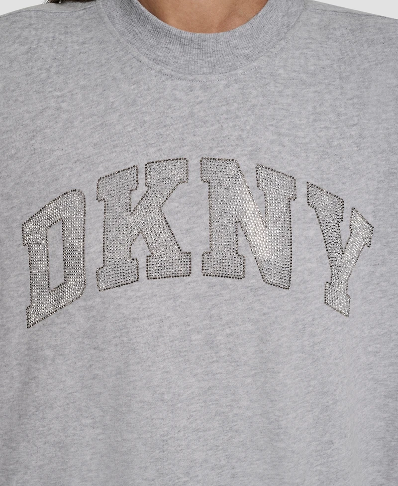 Dkny Women's Exploded Rhinestone Varsity Logo Sweatshirt