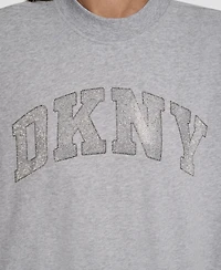 Dkny Women's Exploded Rhinestone Varsity Logo Sweatshirt