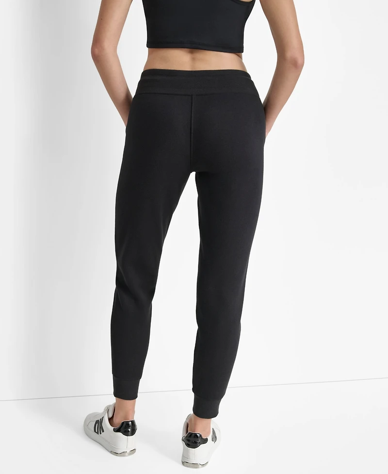Dkny Women's Tonal Logo Patch Rib Trim Side Pockets Jogger