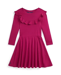 Polo Ralph Lauren Girls 2T-6X Ruffled Long Sleeve Dress