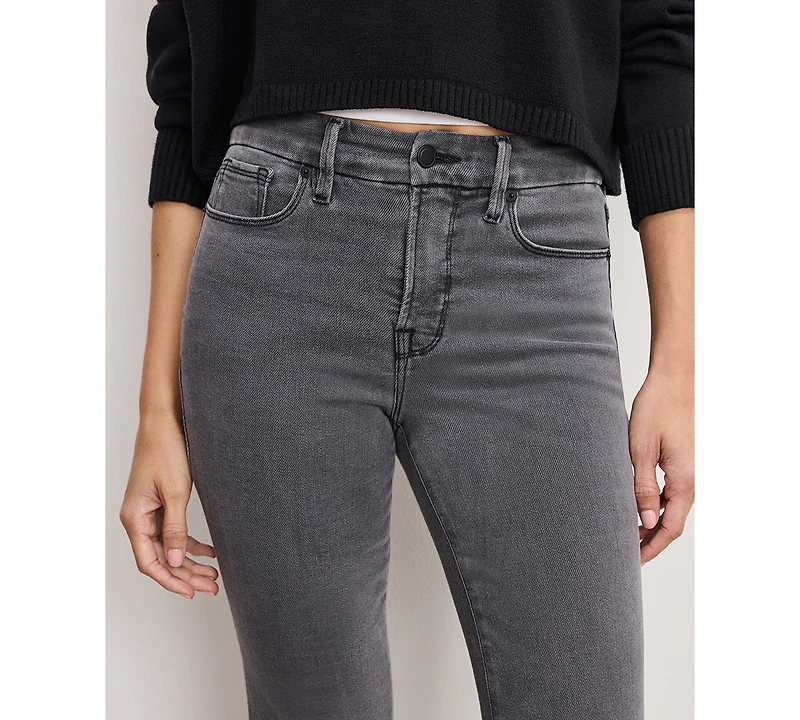 Good American Women's Soft Tech Straight Cropped Mini Boot Jeans
