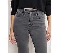 Good American Women's Soft Tech Straight Cropped Mini Boot Jeans