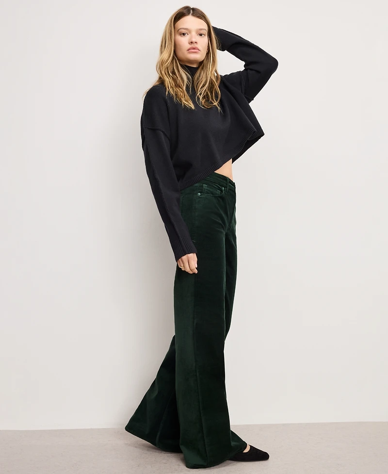 Good American Women's Velvet High Rise Palazzo Jeans