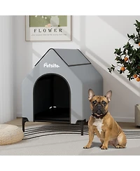 Gymax 36'' Elevated Dog House for Small Breeds Large Pet House w/ Ventilated Windows