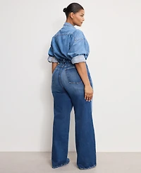 Good American Women's Soft Tech Skate Wide Leg Jeans, Regular and Plus