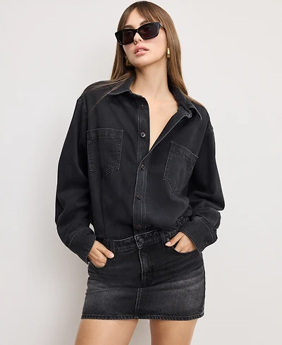 Good American Women's Collared Denim Shirt Dress, Regular and Plus
