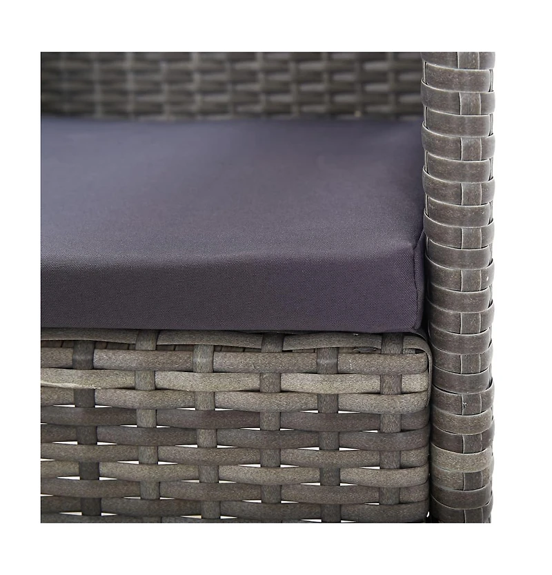 vidaXL Patio Chairs with Dark Gray Cushions 2 pcs Gray Poly Rattan