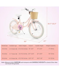 18-Inch Kids Bike with Training Wheels and Adjustable Handlebar Seat-Pink