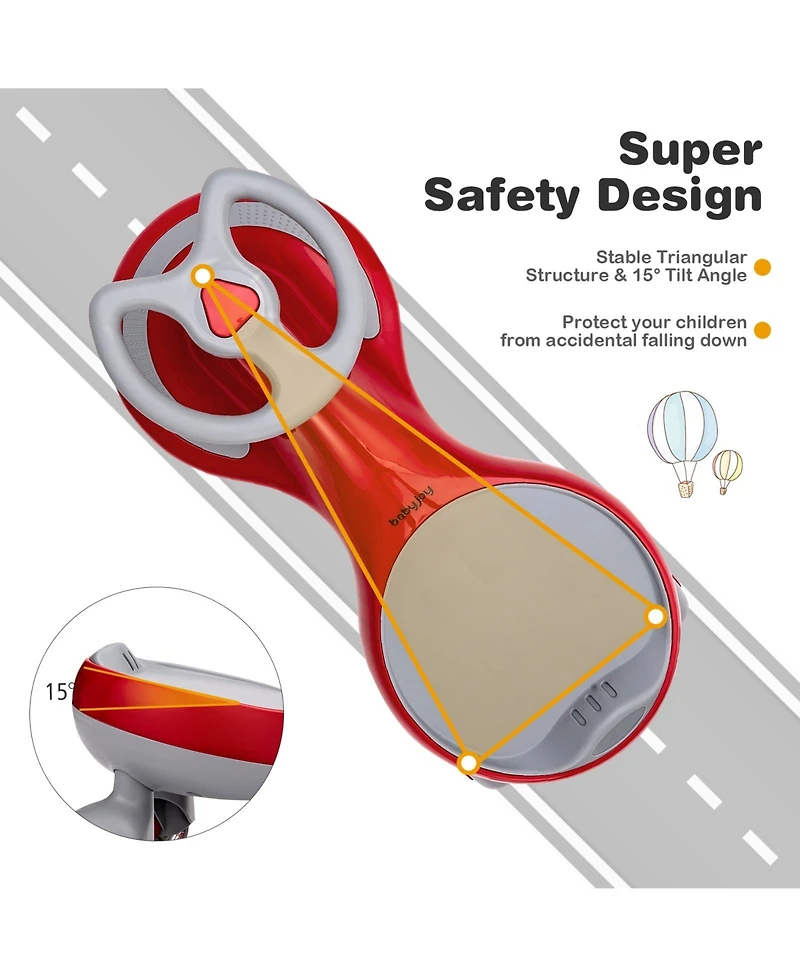 Wiggle Car Ride-on Toy with Flashing Wheels-Red