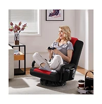 Yaheetech Reclining Swivel Floor Gaming Chair Black/ Red