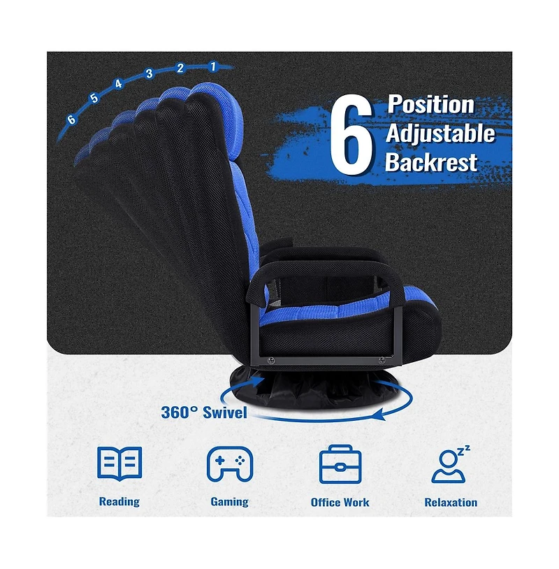 Yaheetech Reclining Swivel Floor Gaming Chair Black/ Red