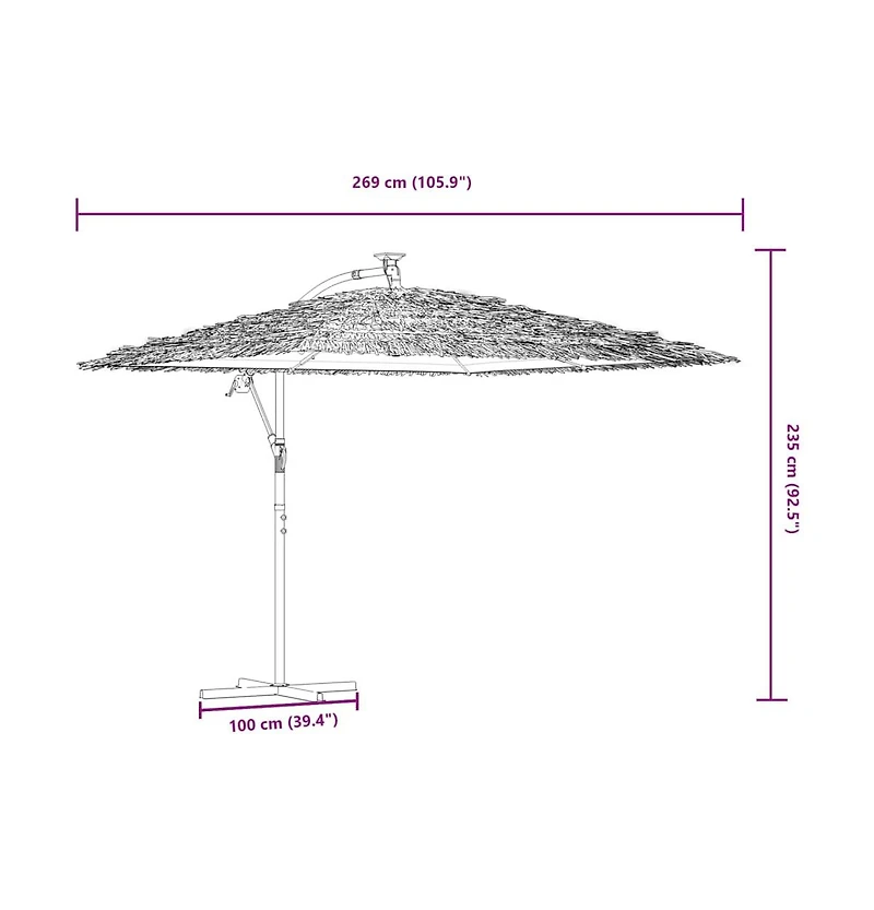 vidaXL Garden Parasol Brown Polyester Large Collapsible Garden Parasol