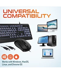 Delton KB20 Big Button Computer Keyboard and Mouse Combo