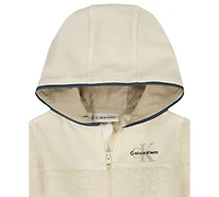 Calvin Klein Baby Boys 3-Piece Sherpa Fleece Zip-up Hoodie, Bodysuit and Joggers Set