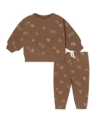 Gerber Baby Boys 2-Piece Fleece Outfit Set, Brown Horseshoe, 0-3 Months