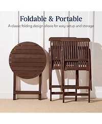 Best Choice Products 3-Piece Acacia Wood Bistro Set, Folding Patio Furniture w/ 2 Chairs