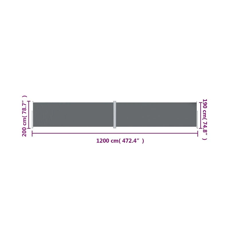 Side Awning Charcoal Polyester fabric with Pu coating