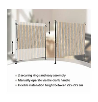 vidaXL Outdoor Roller Blind Yellow and White Steel, Polyester