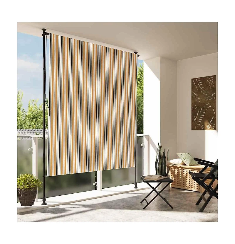 vidaXL Outdoor Roller Blind Yellow and White, Anthracite