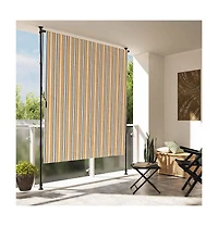vidaXL Outdoor Roller Blind Yellow and White, Anthracite