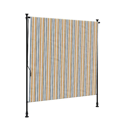 vidaXL Outdoor Roller Blind Yellow and White, Anthracite