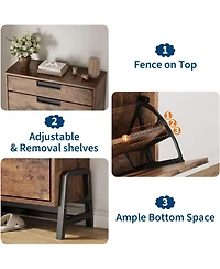 Shoe Storage Organizer with 2 Flip Drawers and 1 Drawer, Freestanding Narrow Shoe Rack, Shoe Storage Organizer with 3-Tier Adjustable Shelves for Entr