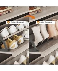 gaomon Shoe Cabinet with 2 Flip Drawers,Wooden Shoe Organizer Cabinet with Adjustable Shelf,Shoe Storage for Entryway, Grey