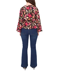 Sam & Jess Petite Bell Sleeve V-Neck Peplum Blouse