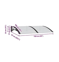 vidaXL Door Canopy Black Polycarbonate, Abs, Aluminum 59.1 x 39.4 in