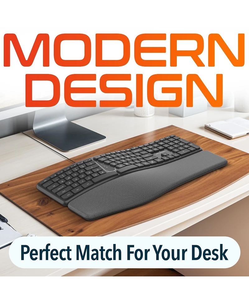 Delton KB250 Ergonomic Keyboard with Wrist Rest Pad (DKBE250-u)