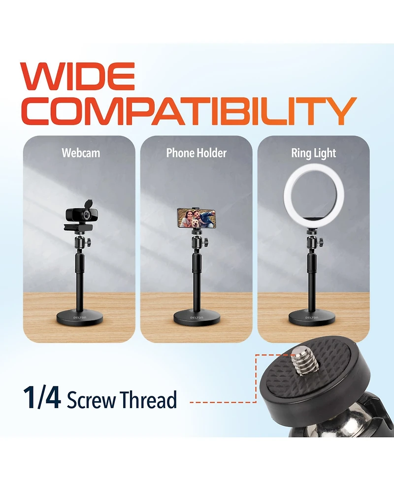 Delton T301 Webcam Stand, Adjustable Height & 360° Swivel (DCT301)