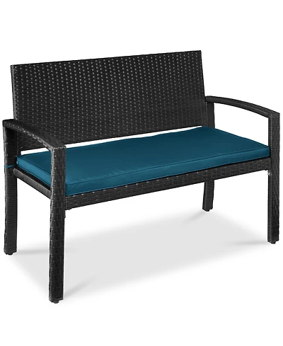 Best Choice Products 2-Person Outdoor Wicker Bench Garden Patio Porch Furniture w/ 700lb Capacity, Cushion