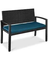 Best Choice Products 2-Person Outdoor Wicker Bench Garden Patio Porch Furniture w/ 700lb Capacity, Cushion