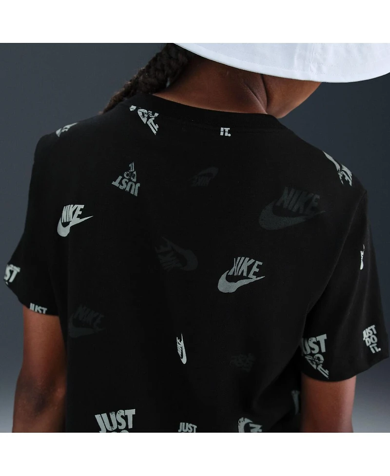 Nike Big Boys and Girls Black Pumas Just Do It Crest T-Shirt