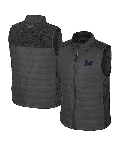 Colosseum Men's Charcoal Michigan Wolverines Nightman Full-Zip Puffer Vest