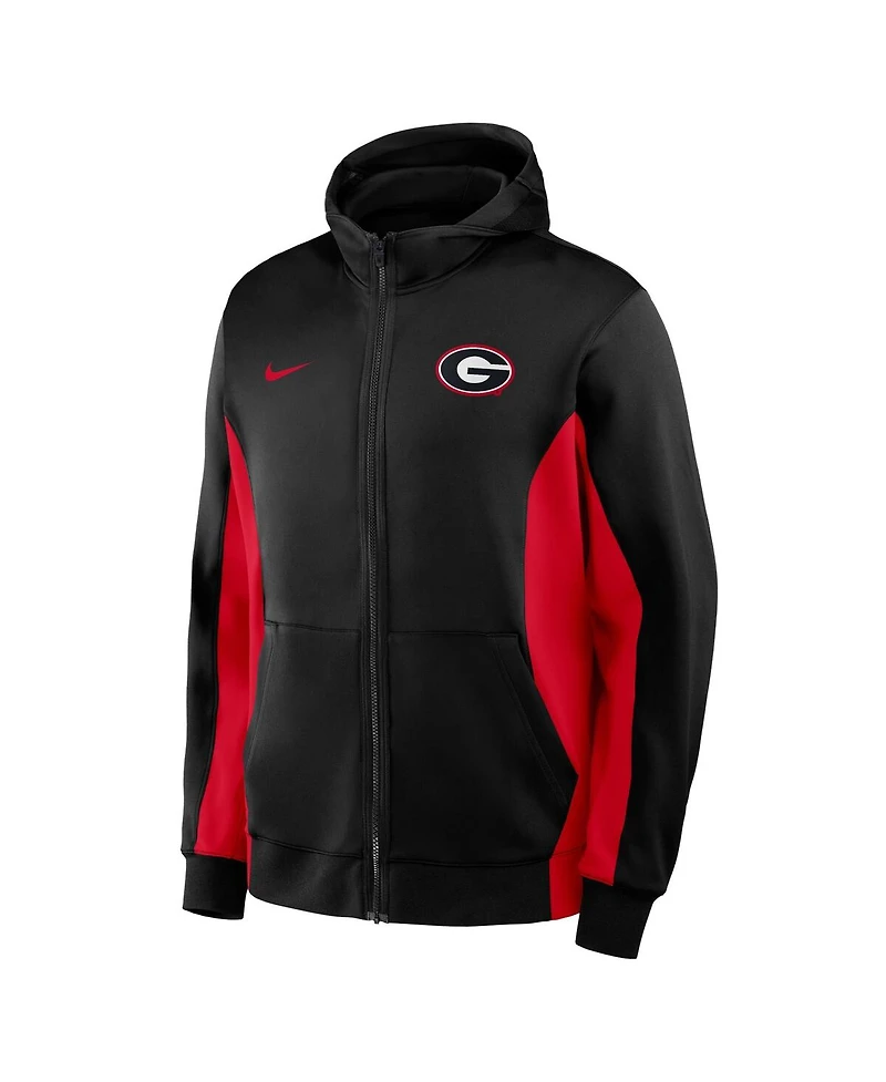 Nike Men's Black/Red Georgia Bulldogs Dri-fit Game Full-Zip Hoodie Jacket
