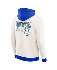 Fanatics Men's Cream Milwaukee Brewers Polar Fleece Full-Zip Hoodie