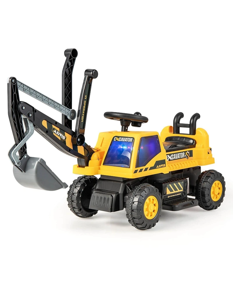 Kids Astm Certificated Powered Ride On Bulldozer with Front Digger Shovel-Yellow