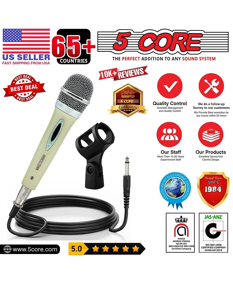 5 Core Xlr Microphone Dynamic Mic Karaoke Singing Studio Mics Handheld Microfono - Pm 286 Wh