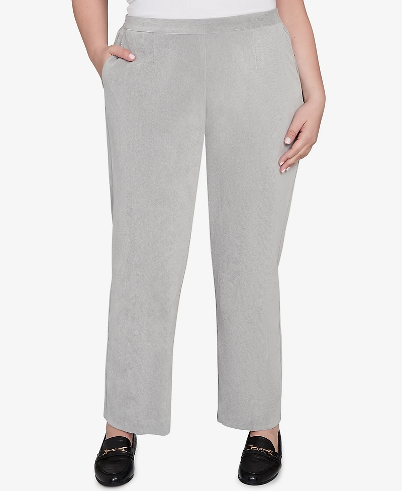 Alfred Dunner Plus Stockbridge Pull-On Corduroy Flat Front Average Length Pant