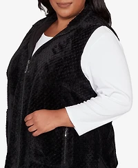 Alfred Dunner Plus Barcelona Plush Fleece Lined Mock Neck Vest