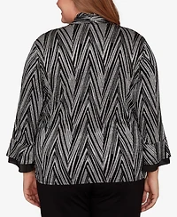Alfred Dunner Plus Barcelona Metallic Chevron Two One Top With Necklace