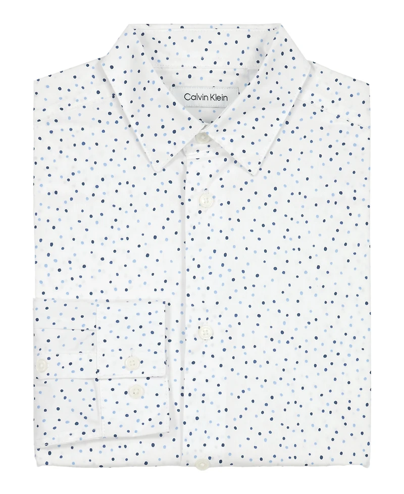 Calvin Klein Husky Boys 8-20 Long Sleeve Dapple Print Dress Shirt