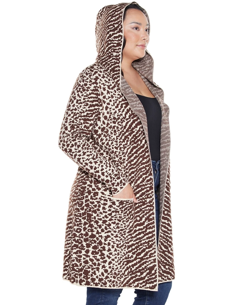 Belldini Plus Urban Safari Hooded Coatigan Sweater