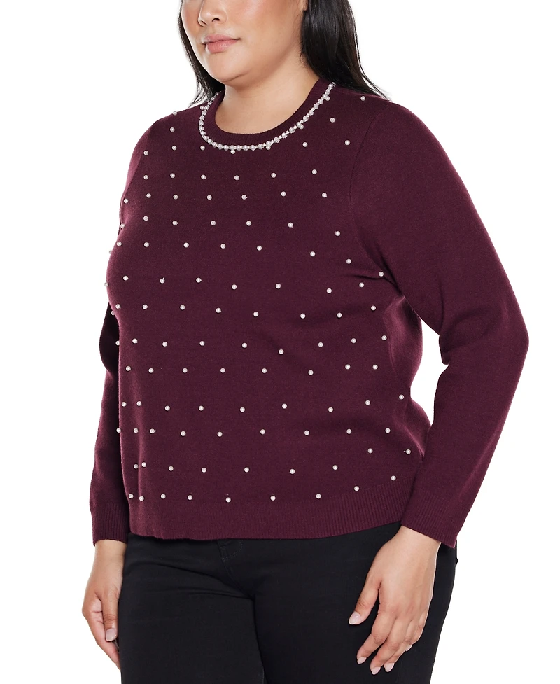 Belldini Plus Front-Embellished Sweater