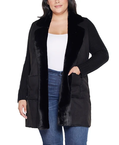 Belldini Plus Black Label-Trim Cardigan Sweater